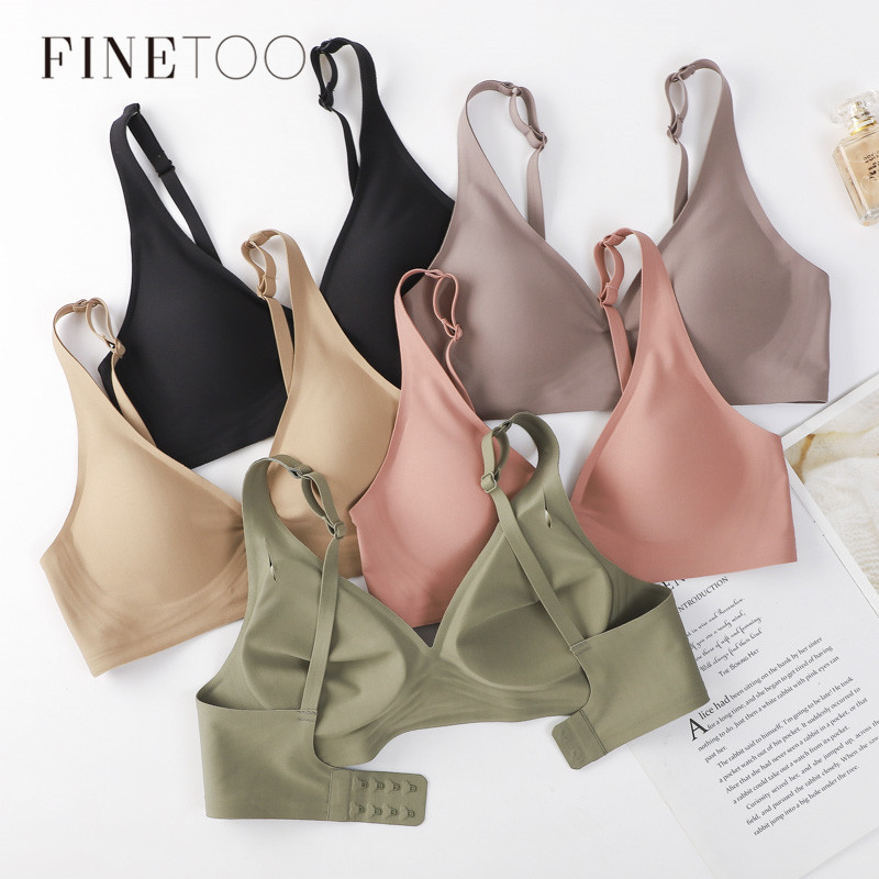 Mastectomy Bra Pocket - FINETOO นุ่มไร้สาย Bra ผู้หญิงลึก V Bras