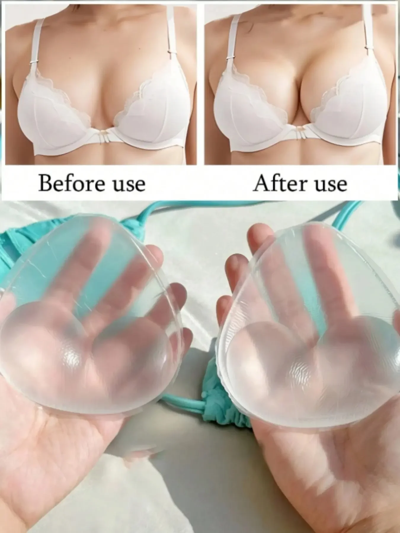 Push Up Bra Silicone - แผ่นเสริมทรงซิลิโคนสำหรับผู้หญิง 1 คู่, แผ่นเสริมทรงแฟชั่น, แผ่นเสริมทรงซิลิโคนทรงสามเหลี่ยมแบบดันทรง, แผ่นเสริมทรงแบบใช้ซ้ำได้,