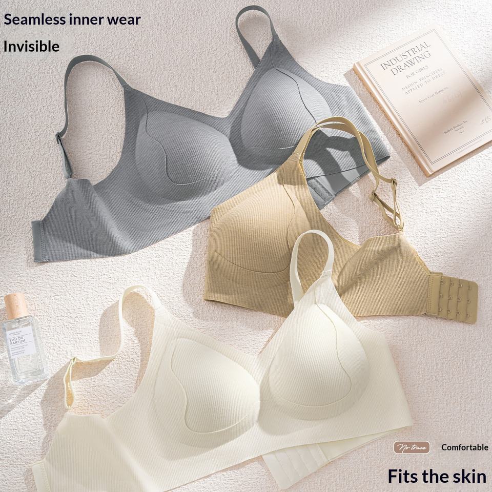 T Shirt Bra Seamless - บราไร้สายสำหรับผู้หญิง บราแบบเสื้อยืดไร้รอยต่อ บราเสริมฟองน้ำบางเบา สวมใส่สบาย ระบายอากาศได้ดี เหมาะสำหรับใช้ทุกวัน